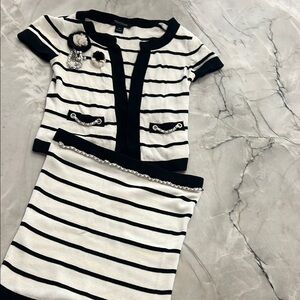 Black and White Striped Two-Piece Set